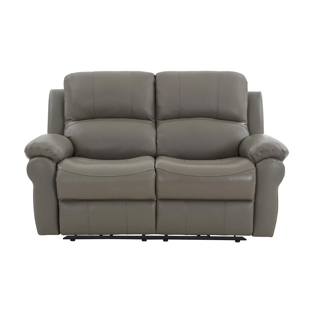 K-Living Danica high-grade leather Power Recliner Loveseat in Grey with USB Outlets