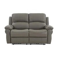 K-Living Danica high-grade leather Power Recliner Loveseat in Grey with USB Outlets