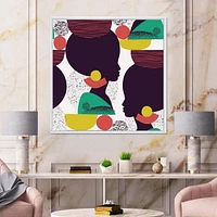 Designart Ethnic Geometric Silhouette of Afro American III FLOAT FRAME WALL ART