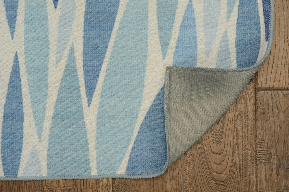 Tapis d'extérieur lavable Pompano bleu & ivoire 7 pi x 9 pi