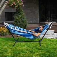 Vivere Double Cotton Hammock with Steel Stand and Carry Bag - Island Breeze
