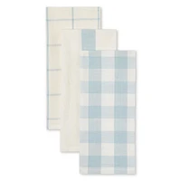 FRAÎCHE Spring Blue Gingham Kitchen Towels, 3 pack, One Size