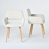 Ensemble de 2 chaises d'appoint Homy Casa, confortables et rembourrées avec accoudoirs, design moderne, tissu beige