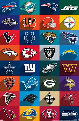 NFL League - Logos 24 Wall Poster, 22.375" x 34"