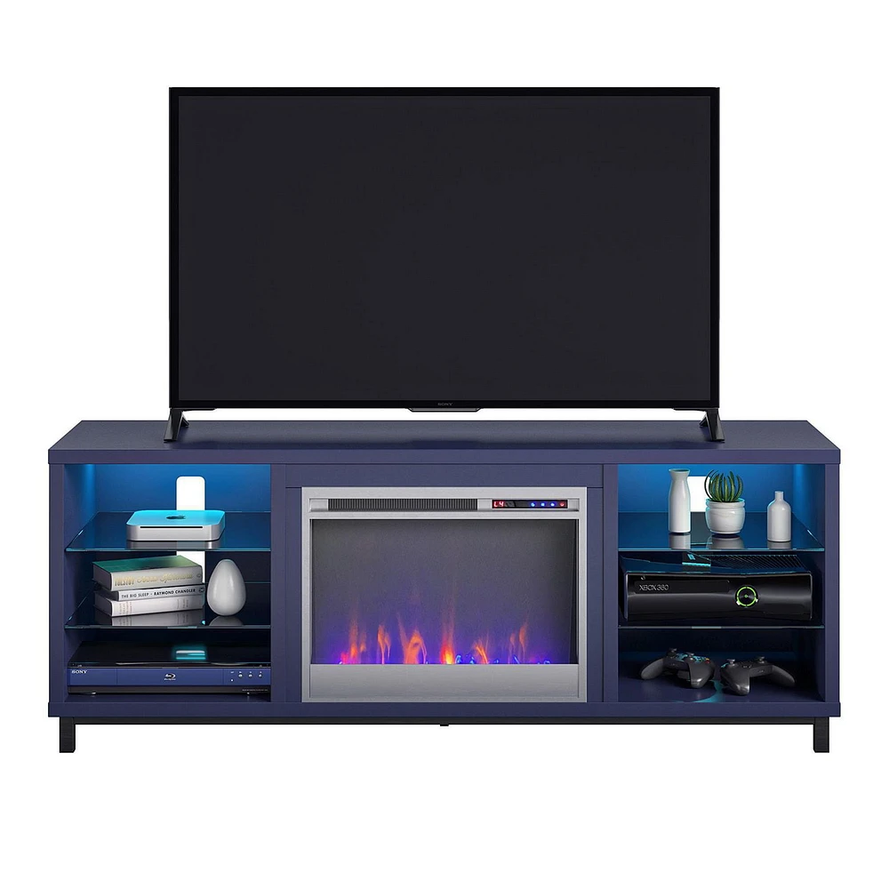 Lumina Deluxe Fireplace TV Stand for TVs up to 70", Blonde Oak