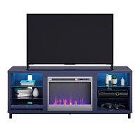 Lumina Deluxe Fireplace TV Stand for TVs up to 70", Blonde Oak