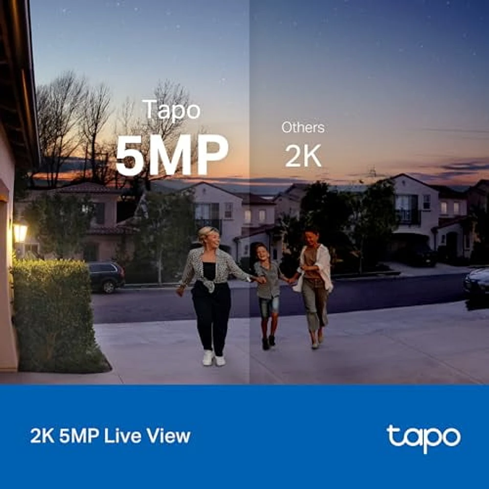 Tapo TP-Link Smart Video Doorbell Camera Wired, 2K 5MP, Color Night Vision, 180° Ultra-Wide FOV, 2-Way Audio, Free AI Detection, Cloud & SD Card Storage, Works w/Alexa & Google Ho