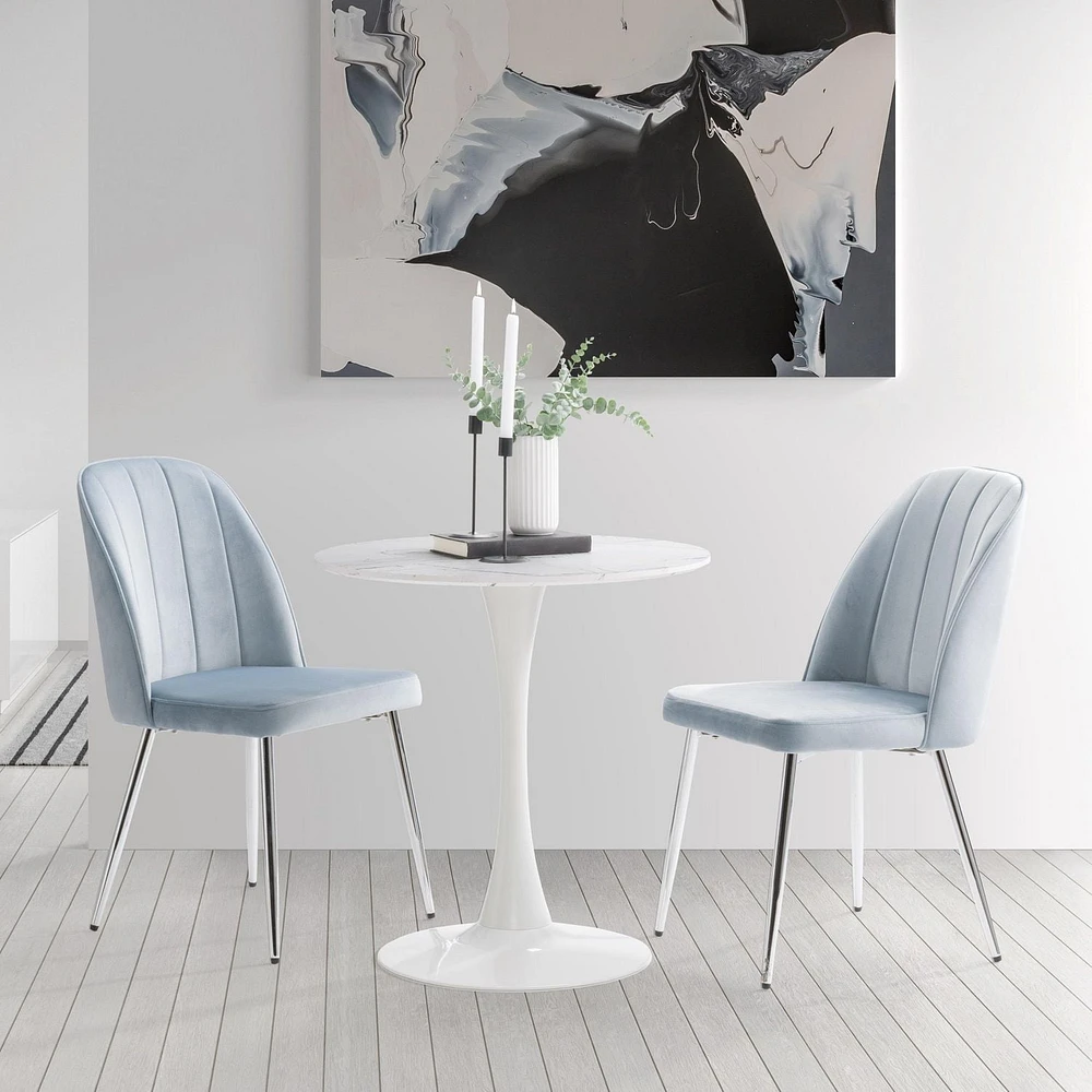 CorLiving Nash Velvet Channel Tufted Side Chair