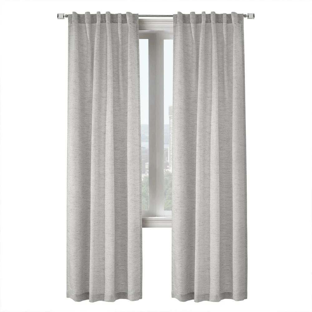 Loft Living Davos, filtrant la lumière panneau de rideau jacquard à double entête 52" x 95", argent