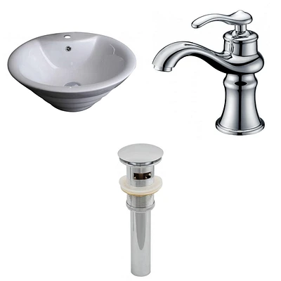 American Imaginations -in. W Above Counter White Bathroom Vessel Sink Set For 1 Hole Center Faucet AI