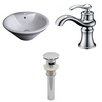 American Imaginations -in. W Above Counter White Bathroom Vessel Sink Set For 1 Hole Center Faucet AI