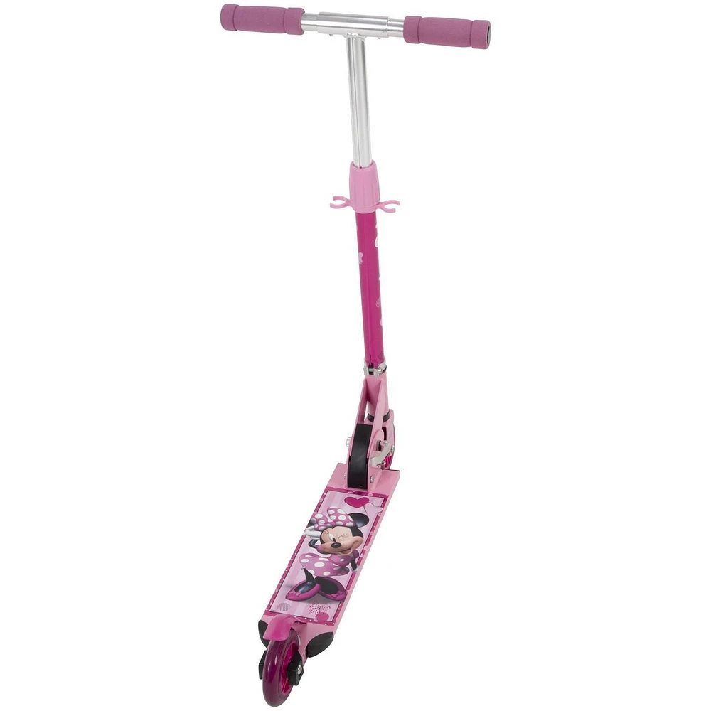 Disney Minnie Girls' Inline Folding Aluminum Scooter, by Huffy, pink, Ideal for ages 5+