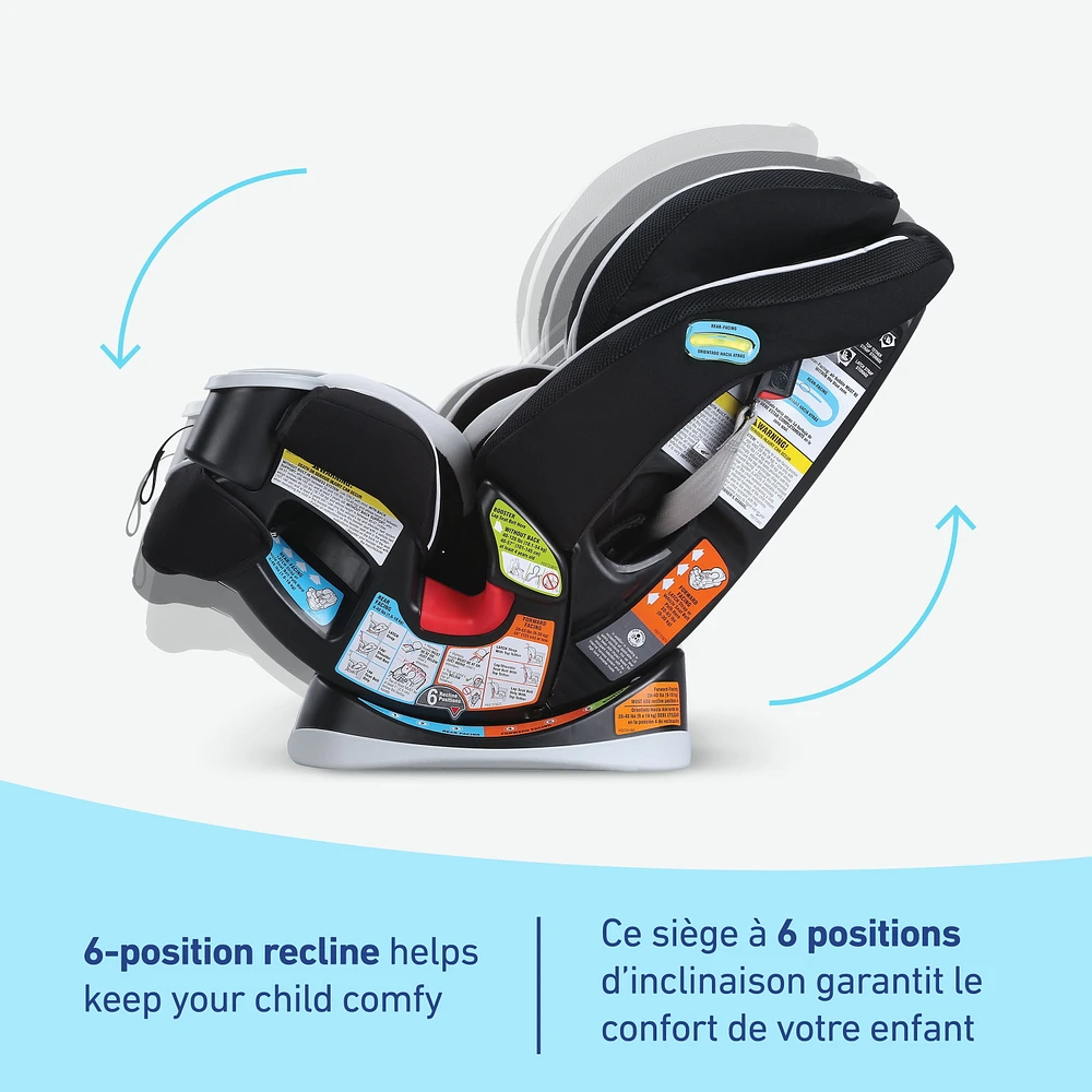 Siège d'auto 4-en-un convertible 4Ever de Graco - Polyvalent, confortable et sûr pour les bébés jusqu'aux préadolescents, 1,8 à 54 kg (4 à 120 lb) Rockweave