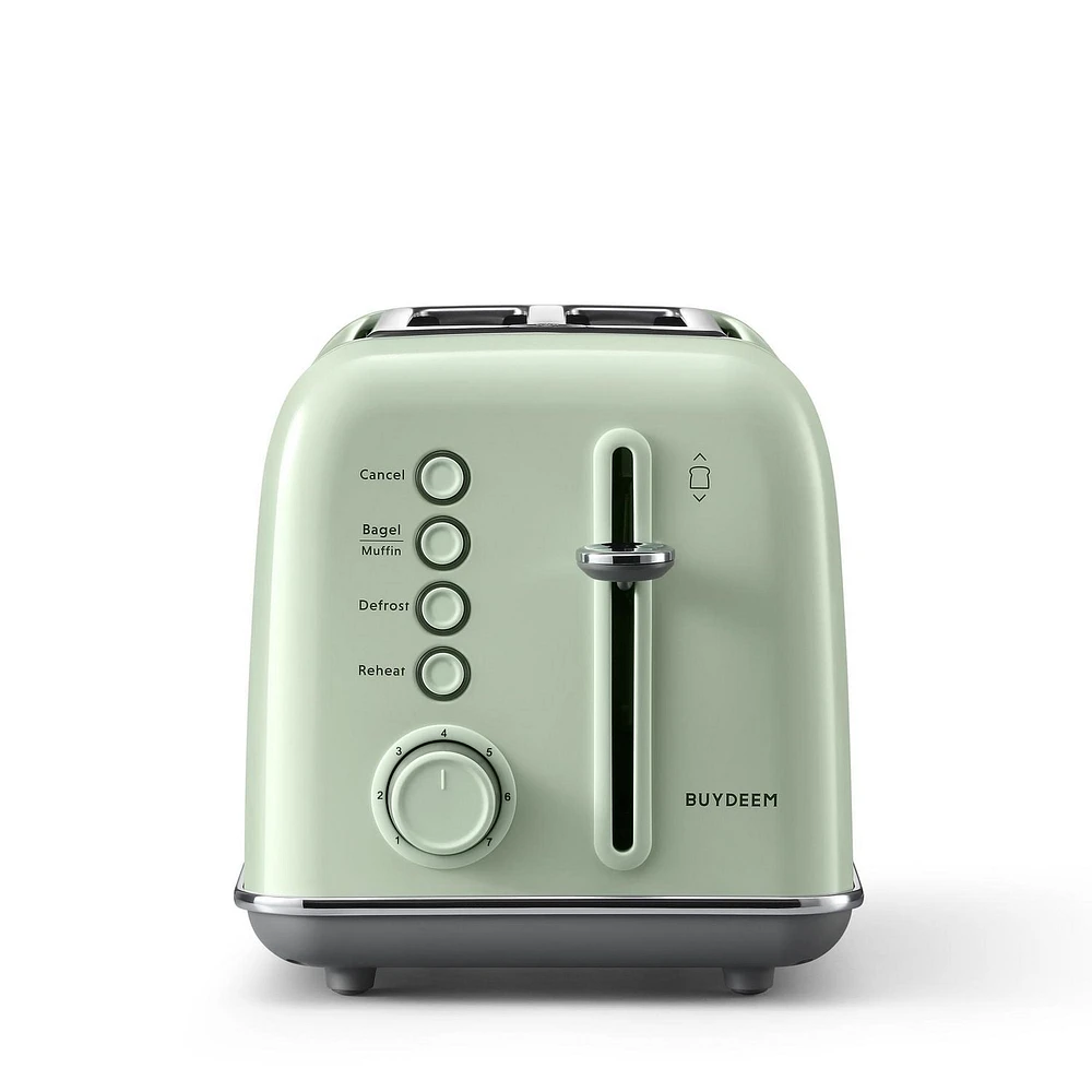 Stainless Steel 2-Slice Retro Toaster DT620, Bagel and Muffin Function, 7-Shade Settings.