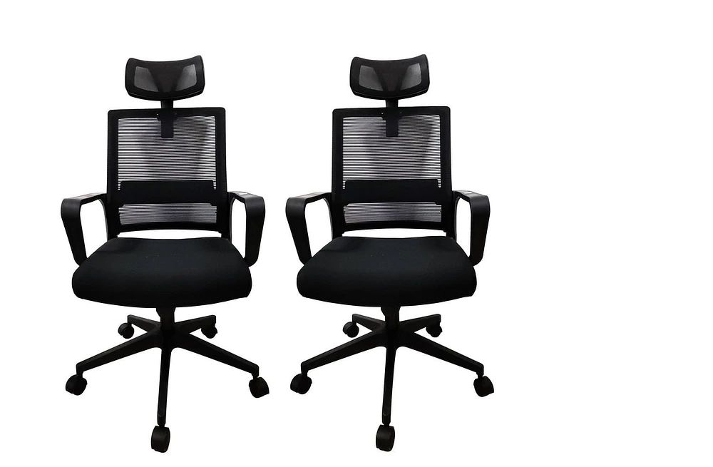 CHAISES DE BUREAU / CHAISE DE BUREAU ERGONOMIQUE EN NYLON MESH K-LIVING LUNA AVEC HAUTEUR RÉGLABLE EN NOIR (2 PAR BOÎTE)