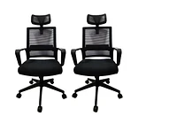 CHAISES DE BUREAU / CHAISE DE BUREAU ERGONOMIQUE EN NYLON MESH K-LIVING LUNA AVEC HAUTEUR RÉGLABLE EN NOIR (2 PAR BOÎTE)