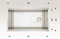American Imaginations 33 pouces. W Évier de cuisine en acier inoxydable avec 1 bol et calibre 16AI-34395