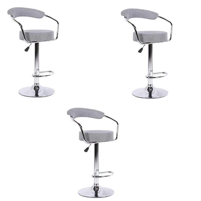 Tabouret réglable de la collection Heavenly avec base en acier inoxydable. ENSEMBLE DE 3