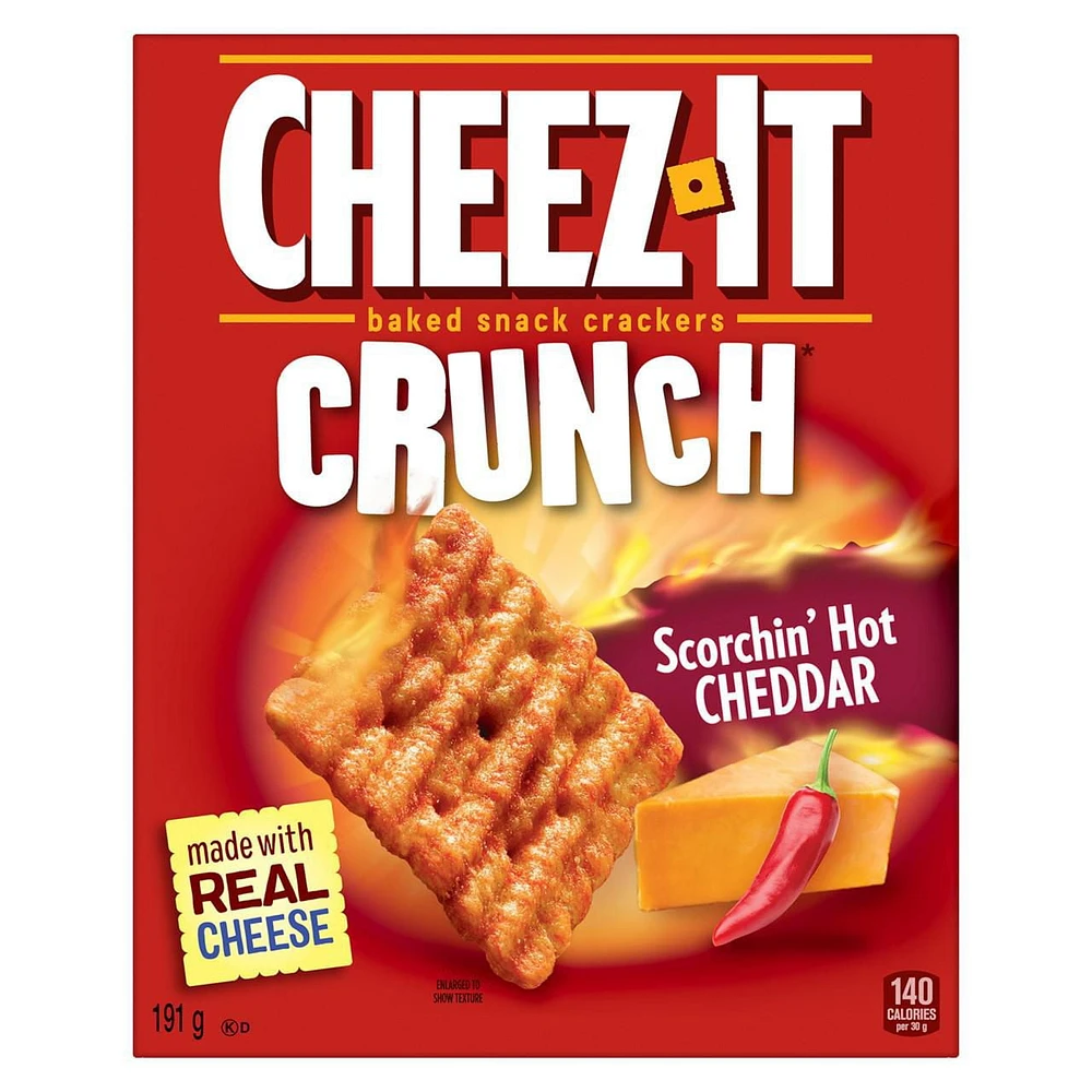 Cheez-It Baked Snack Crackers Crunch Scorchin' Hot Cheddar 191g