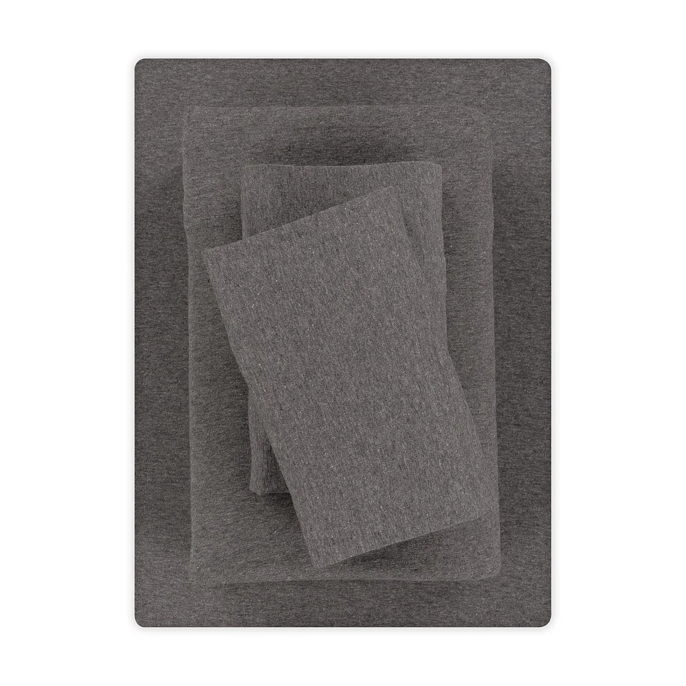 Parure de lit en jersey extra doux pour adulte Mainstays, double queen, anthracite, 4 pièces