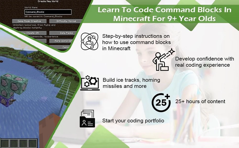 Coding for Kids - Learn to Code Command Blocks in Minecraft Course Age 9+ [Digital Download]