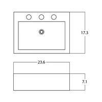 American Imaginations -in. W Above Counter White Bathroom Vessel Sink For 3H8-in. Center Drilling AI