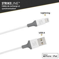 Scosche i34WG-SP Strikeline USB-A to MFi Certified Lightning Charge & Sync Cable 4-ft. White/Gray, 4ft Cbl USB-A to Lightning Dvc