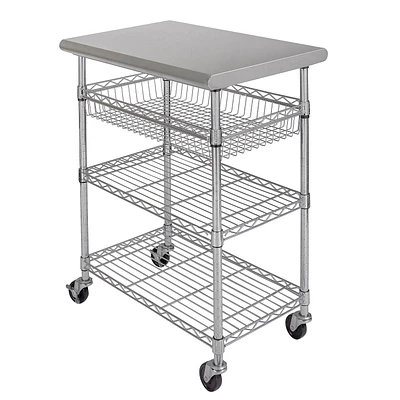 Seville Classics Stainless-Steel Kitchen Cart, 30" x 20" x 36"
