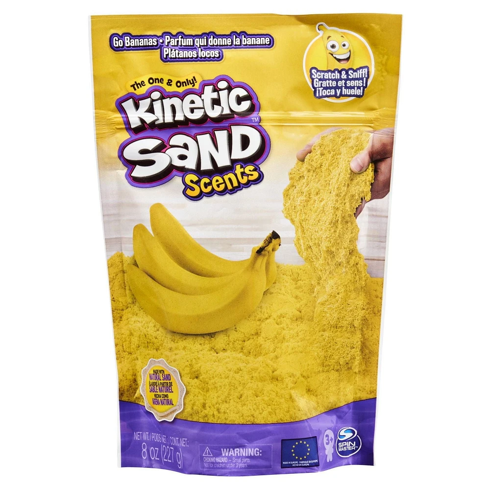 Kinetic Sand Scents, 227g de sable Kinetic Sand jaune, Parfum qui donne la banane, pour les enfants à partir de 3 ans