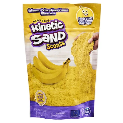 Kinetic Sand Scents, 227g de sable Kinetic Sand jaune, Parfum qui donne la banane, pour les enfants à partir de 3 ans