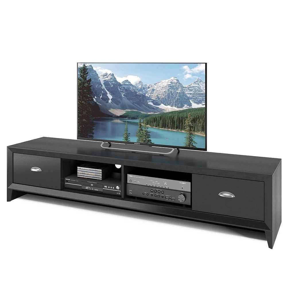 CorLiving Lakewood Modern Black Engineered Wood TV Stand with Drawers for TVs up to 85"