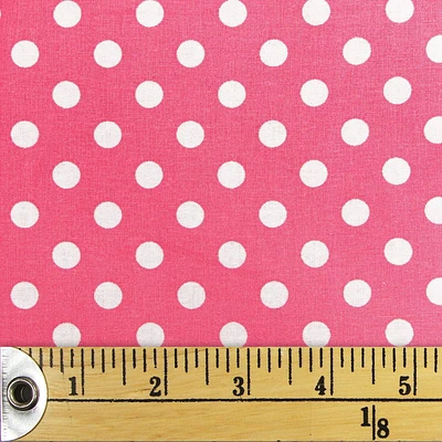 Fabric Creations Coral Pink with White Polka Dots Fat Quarter Pre-Cut Fabric - 18" x 21" / 45cm x 53cm