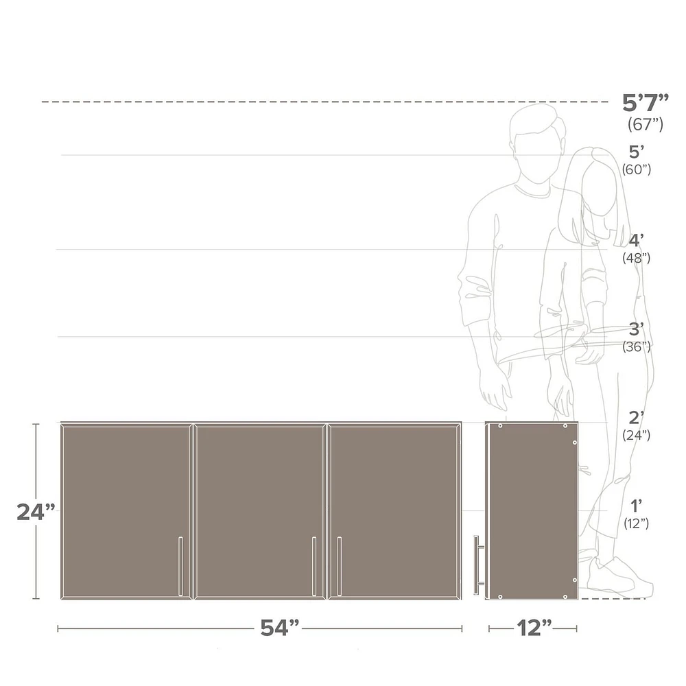 Prepac Armoire murale Elite 54 po, gris clair
