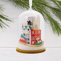 Décoration Hallmark de Noël (Paysage urbain dans une cloche, Signature, en verre et papier)
