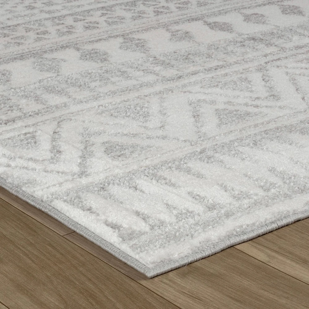 Tapis d'interieur abstrait Rug Branch Cadence, gris creme, bohème - Salon, chambre, salle a manger et cuisine