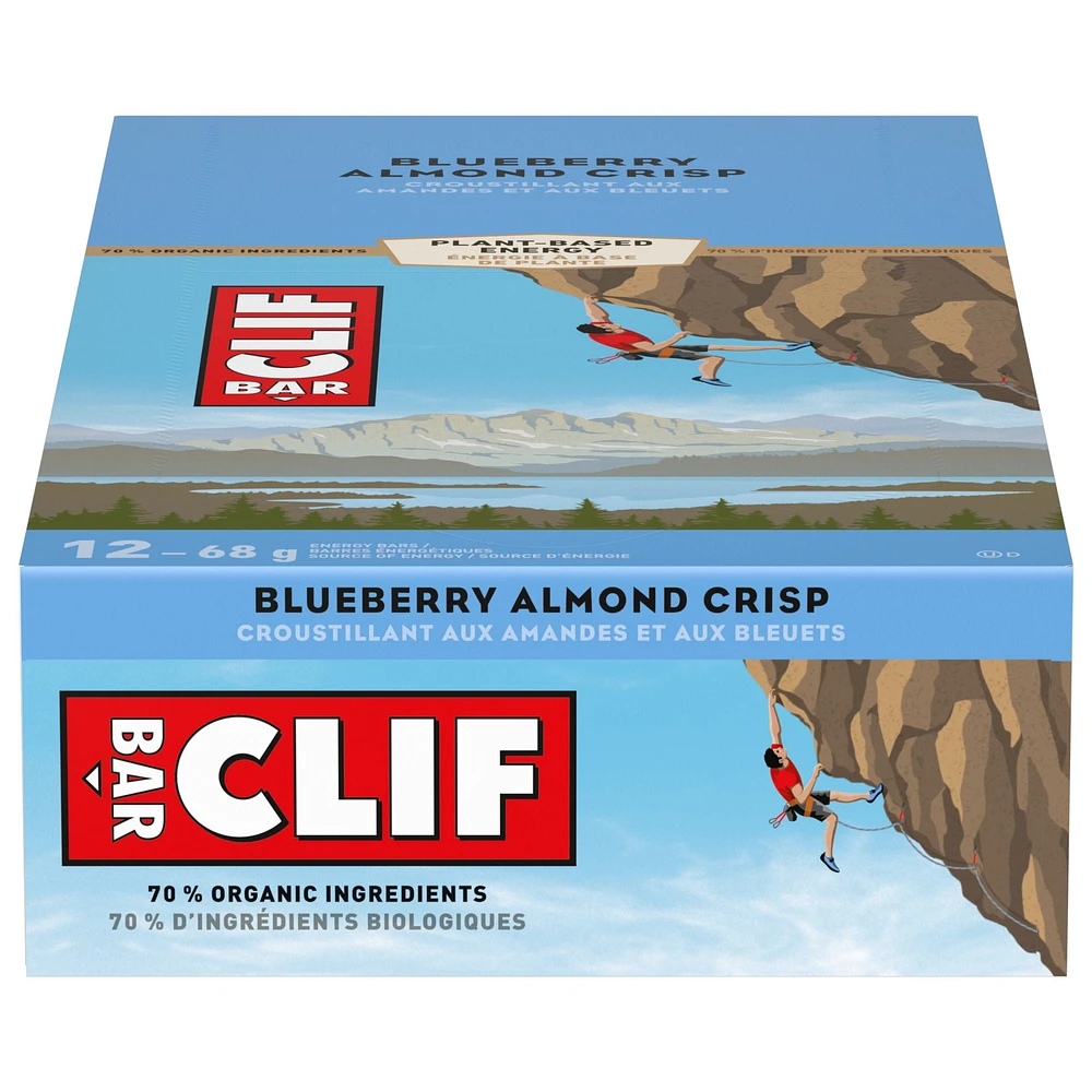 CLIF BAR, Blueberry Almond Crisp Energy Bar, 70% Organic Ingredients, No Artificial Flavours, 68 g (Pack of 12)