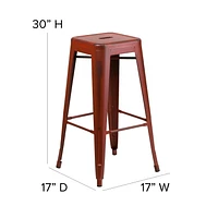 30'' High Backless Distressed Black Metal Indoor-Outdoor Barstool