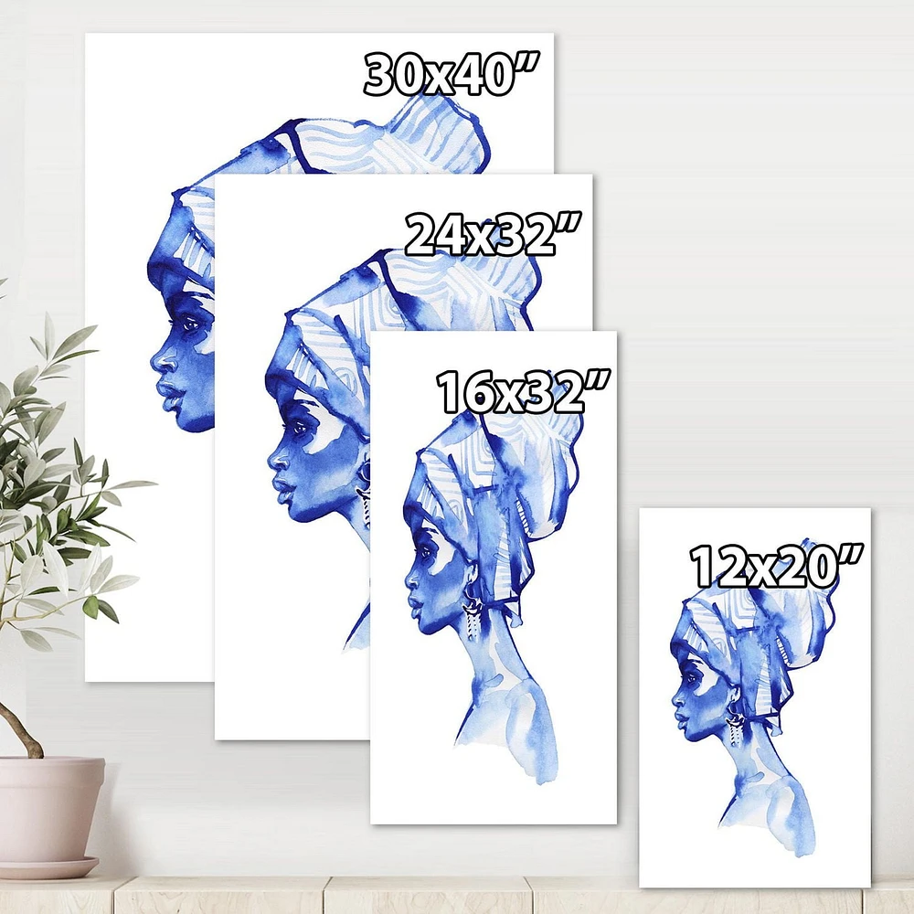 Designart Portrait de mode bleu de femme afro-américaine Art mural sur toile
