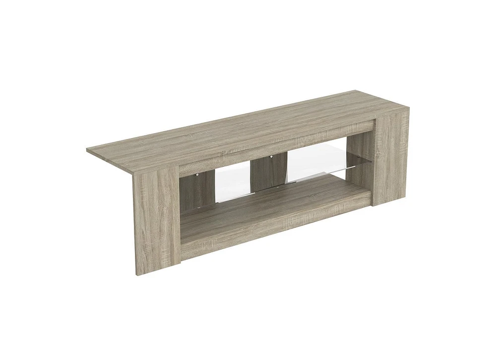 Safdie & Co. Tv Stand 55L Dark Taupe 2 Shelves With Tempered Glass