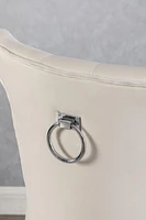 CHAISES D'APPOINT EN TISSU DE COULEUR BEIGE ORICA K-LIVING AVEC PIEDS ET POIGNÉE ARRIÈRE CHROMÉS (2 CHAISES PAR BOÎTE)