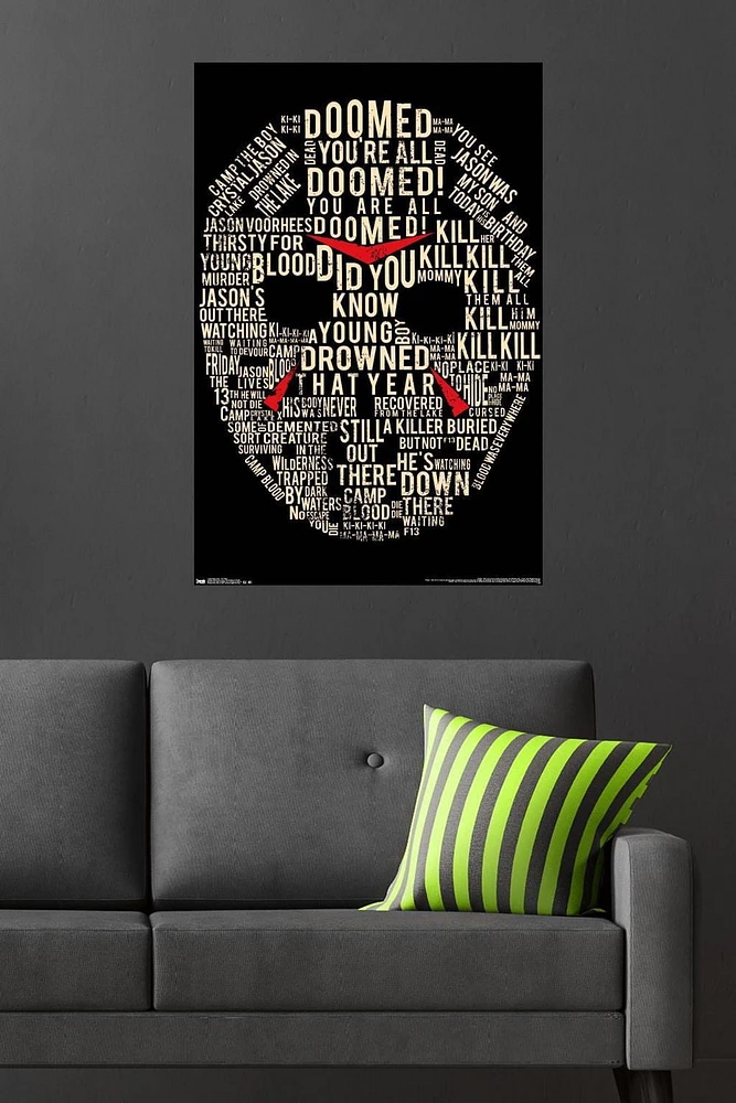 Friday The 13th - Text Mask Wall Poster, 22.375" x 34"