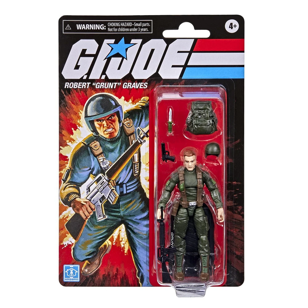 G.I. Joe Retro Robert “Grunt” Graves Toy 3.75-Inch-Scale Collectible Action Figure with Multiple Accessories, Toys for Kids Ages 4 and Up
