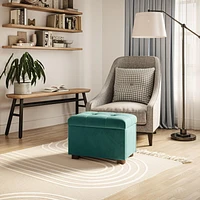 Asha Small Tufted Velvet Ottoman with Storage