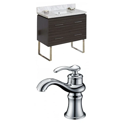 36 pouces Ensemble meuble-lavabo gris Dawn à montage au sol pour 1 trou de forage Bianca Carara Top White UM évier AI-8442