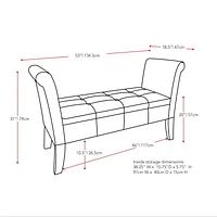 Banc de rangement Antonio avec bras en volute, gris foncé