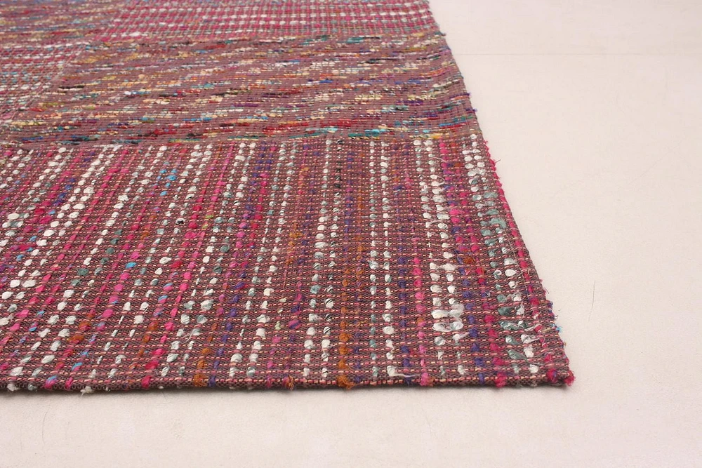 ECARPETGALLERY 5'2" x 7'2" Contemporary Collage Handmade Area Rug for Living Room, Dining Room and Bedroom in Red