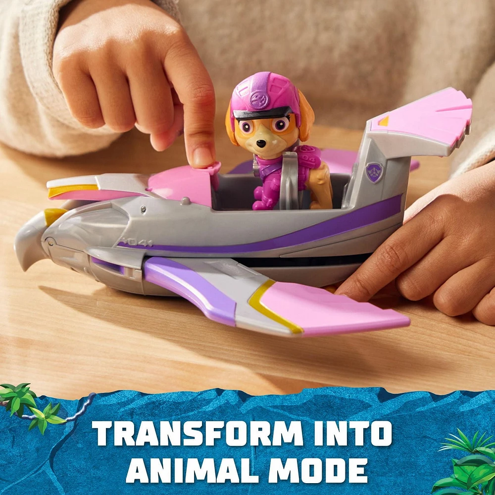 PAW Patrol Jungle Pups, Skye's Falcon Vehicle, Avion à réaction avec figurine à collectionner, jouets pour les garçons et les filles à partir de 3 ans
