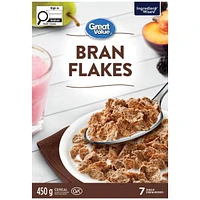 Great Value Bran Flakes Cereal, 450 g