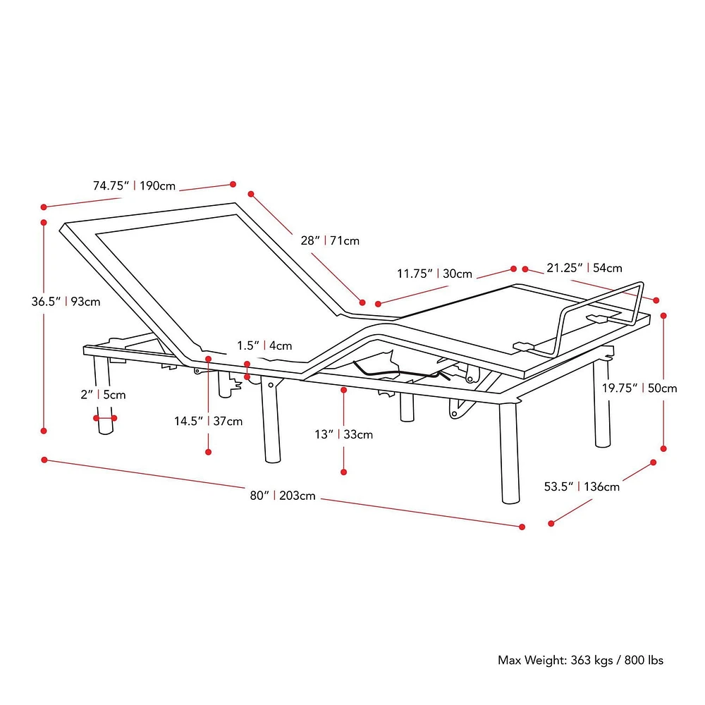 CorLiving Q Electric Adjustable Metal Bed Frame