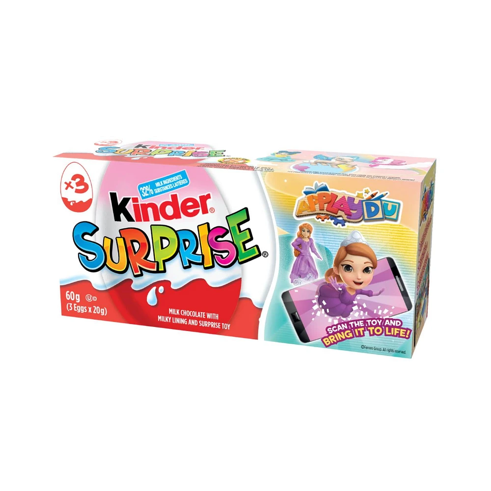 KINDER SURPRISE® Milk Chocolate Eggs with Toys, Pink Edition, Pink, 3 Pack, 60g (20gx3)